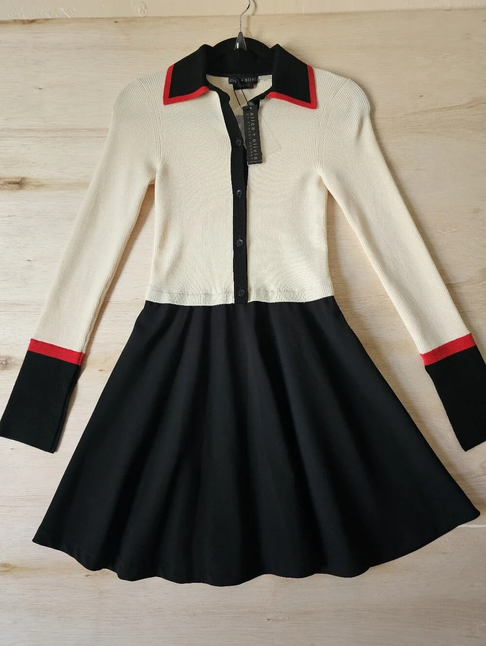 Alice + Olivia Colorblock Ribbed Knit Mini Dress NWT XS